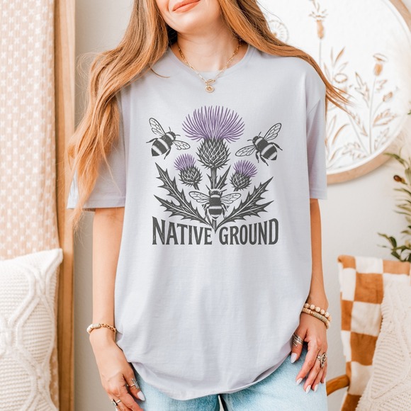 Gildan Tops - Native Ground Thistle with Three Bumblebees Tee